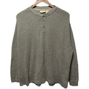 Blank olive green Navy Blue long sleeve work vintage 80s 90s thick Henley shirt